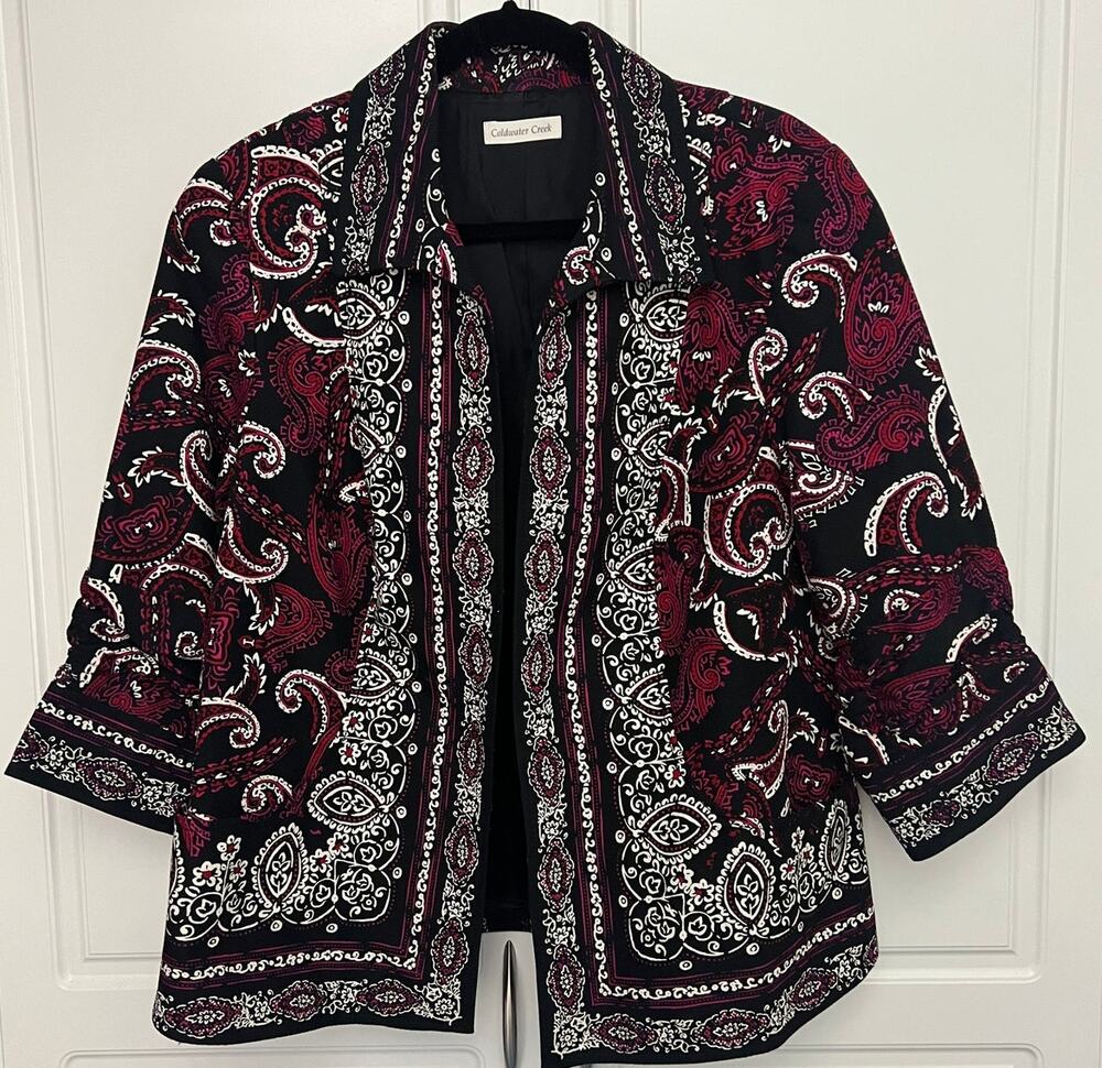 Coldwater Creek Women's Paisley Flourish Open front Jacket Size 18W